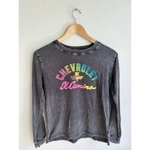 Rainbow Chevy El Camino Women’s L/S Shirt Top Crewneck Size S Gray